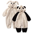 thumbnail image 1 of Godderr 1M-2Y Baby Toddler Boys Girls Fleece Romper Jacket Infant Cartoon Zipper Bodysuit Romper Newborn Home Wear Solid Color Jumpsuit Sleepwear, 1 of 8