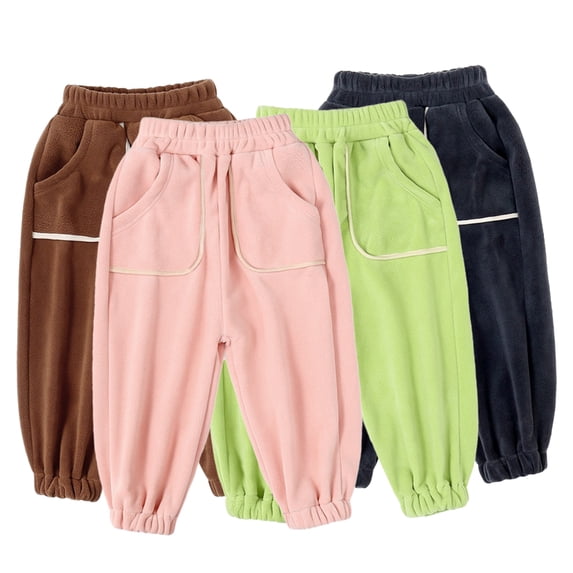 Godderr 2-10T Kids Toddler Sweat Pants for Boys Girls Plush Fleece Jogger Pants Baby Solid Color Sweatpants Winter Thickened Long Pants Casual Bottoms