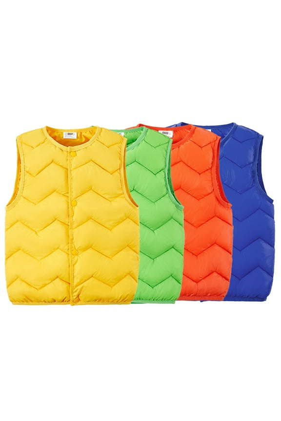 2-10Y Kids Baby Boys Girls Puffer Jacket Vest Down Vest for Toddler Vest Winter Coat Lightweight Waterproof Sleeveless Solid Colour Button Down Vest Tops