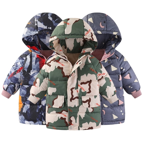 Godderr 2-10Y Kids Baby Boys Girls Winter Cotton Jacket Winter Thickened Coats Toddler Mid-Length Thickening Snowsuit Warm Down Jacket Tops