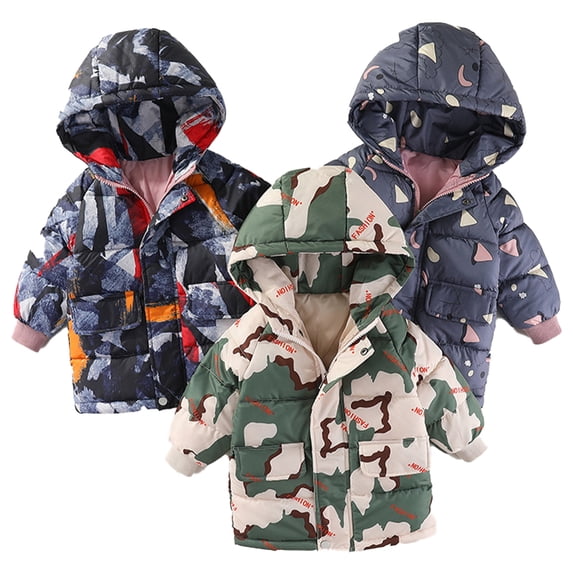 Godderr 2-10Y Kids Baby Boys Girls Winter Cotton Jacket Winter Thickened Coats Toddler Mid-Length Thickening Snowsuit Warm Down Jacket Tops