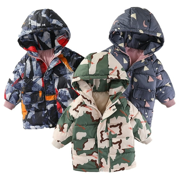 Godderr 2-10Y Kids Baby Boys Girls Winter Cotton Jacket Winter Thickened Coats Toddler Mid-Length Thickening Snowsuit Warm Down Jacket Tops
