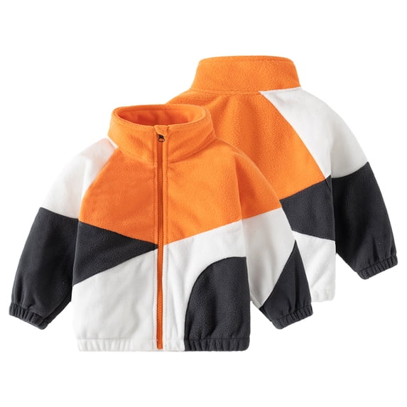 Godderr 2-10Y Toddler Boy's Fall Winter Fleece Coats Jacket for Kids Baby Color Blocking Zipper Tops Padded Warm Outerwear