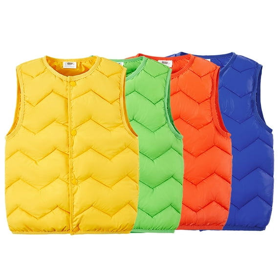 Godderr 2-10Y Toddler Kids Vest for Boys Girs Solid Color Cotton Waistcoats Baby Lightweight Puffer Sleeveless Jacket Unisex