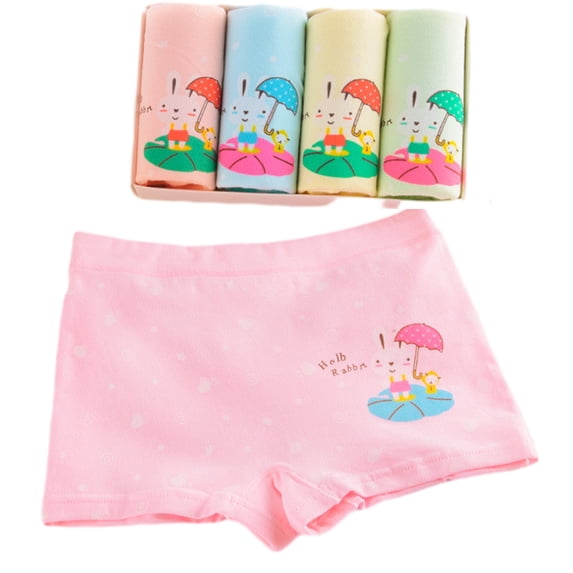 Godderr 2-12 Years Girls Cartoon Underwear Boxer Briefs for Kids Toddler 5PCS Soft Cotton Print Shorts Baby Girls Underwear Briefs