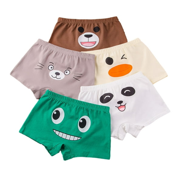 Godderr 2-12T Boys Boxer Underwear for Kids Baby Soft Comfortable Flat Corner Briefs Cartoon Print Shorts Panties 4-Pack