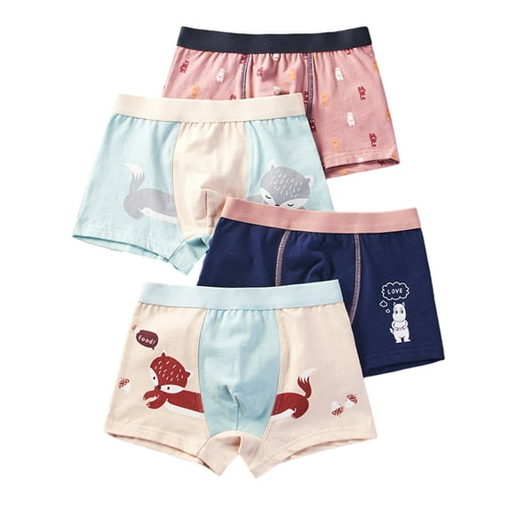Godderr 2-12T Kids Baby Boys Boxer Underwear Cotton Soft Briefs Comfortable Cartoon Print Four Corners Shorts Teenagers the Four Seasons Underpants 4-Pack