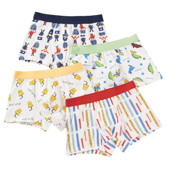 Godderr 2-12T Kids Baby Boys Boxer Underwear Cotton Soft Briefs Comfortable Cartoon Print Four Corners Shorts Teenagers the Four Seasons Underpants 4-Pack