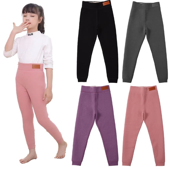 Godderr 2-14T Baby Girls Winter Warm Leggings for Kids Fleece Lined Footless Teenagers Stretch Trousers Thickened Cotton Pants Inner Wear Tights