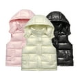 thumbnail image 1 of Godderr 2-14Y Baby Girls Down Vest Winter Fall Outwears with Zipper Detachable Hat Cotton Vest Sleeveless Warm Coats for Toddler Kids, 1 of 7