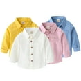 thumbnail image 1 of Godderr 2-7Y Kids Boys Button Shirt for Toddler Baby V-Neck Shirt Long Sleeve Solid Colour Comfortable Autumn Jacket, 1 of 5