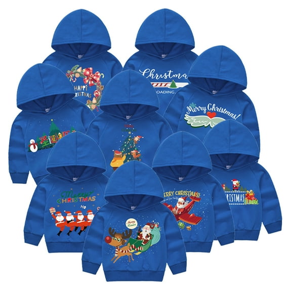 Godderr Baby Boys warm Christmas Sweatshirt with Hooded for Toddler Kids Crewneck Sweatshirt Pullover Autumn Winter Long sleeve Jacket for 2-7Y