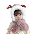thumbnail image 1 of Godderr 2-8Y Kids Toddler Boys Girls Winter Hat Baby Fleece Ski Cap Cute Thickened Fleece Scarf One Piece Hat Warm Windproof Ear, 1 of 7