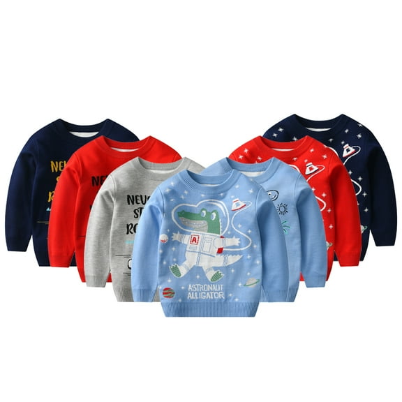 Godderr 2-8Y Toddler Casual Cotton Sweater for Kids Boys Warm Sweater Winter Pullover Sweater Warm Autumn Sweatshirt Clothes