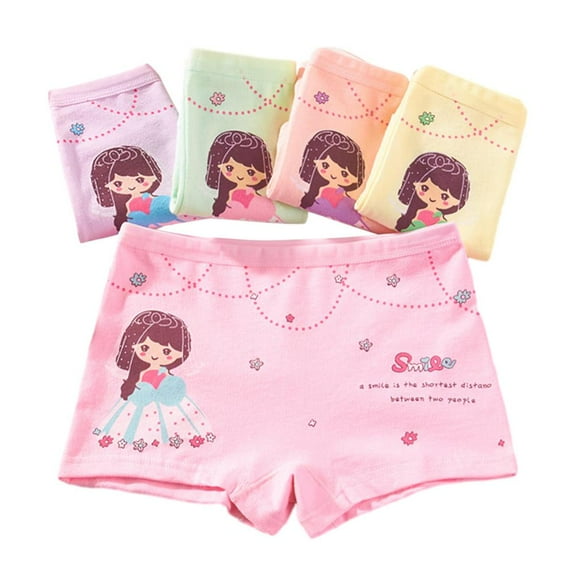 Godderr Kids Toddler Girls Shorts Underwear,little Girls Cotton Square Angle Shorts Underwear Baby Princess Underwear 4Pcs