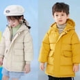 thumbnail image 1 of Godderr 2-9Y Kids Boys Girls down Jackets & Coats Windproof Mid-Length Thickened Cotton Jacket Fall and Winter Cotton Coats Solid Colour Zip down Hooded Outerwear, 1 of 6