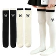 thumbnail image 1 of Godderr 2 Pairs Girls Knee High Socks Toddler Kids Cotton Socks Spring Autumn Socks for 3-12Y, 1 of 4