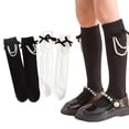 thumbnail image 1 of Godderr 2 Pairs Girls Knee High Socks for Kids Baby Solid Color Thigh High Socks Toddler 3-12T Cotton Calf Stacking Socks, 1 of 9