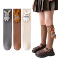 thumbnail image 1 of Godderr 2 Pairs Kids Toddler Girls Knee High Socks Baby Cute Rabbit Thigh High Socks Solid Color Mid-Calf Socks Calf Compression Socks 3-12 Years, 1 of 7