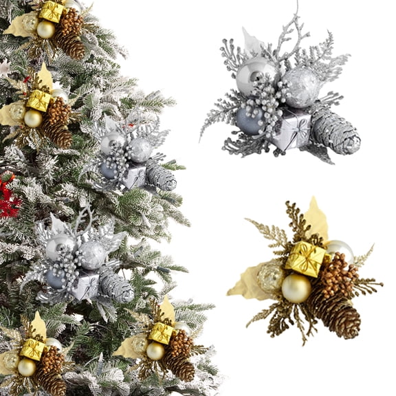 Godderr 2PCS Christmas Decoration Fake Spruce Pine Cones Pretty Christmas Sprigs Decorations for Christmas Crafts Party Festive Home Decor