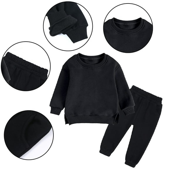 Godderr 2PCS Kids Girls Boys Clothes Outfits Toddler Baby Newborn Sweatshirt Tops  jogger Pants Outfits Padded Autumn Winter Trousers for 12M-7Y