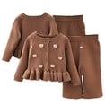 thumbnail image 1 of Godderr 2PCS Newborn Baby Girls Clothes Outfits for Toddler Kids Knit Sweatshirt + Pants Buttons Winter Long Sleeve Clothes for 9M-6Y, 1 of 5