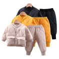 thumbnail image 1 of Godderr 2PCS Newborn Toddler Fall Winter Clothing Set Baby Girls Thickened Solid Color Cotton Jacket +cotton Pants Outfit for 6 Months-4 Years, 1 of 6