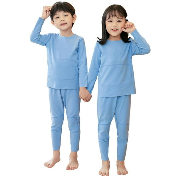 Godderr 2pcs Girls Boys Underlay Pajamas Set for Kids Toddler，unisex Baby Crew Neck Long Sleeve Sleepwear Kids Pullover Sleepwear 2 Pcs Set for 1-12Y