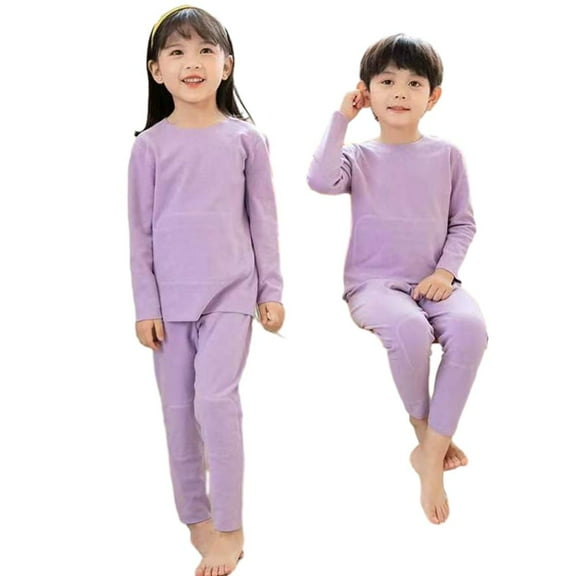 Godderr 2pcs Girls Boys Underlay Pajamas Set for Kids Toddler，unisex Baby Crew Neck Long Sleeve Sleepwear Kids Pullover Sleepwear 2 Pcs Set for 1-12Y
