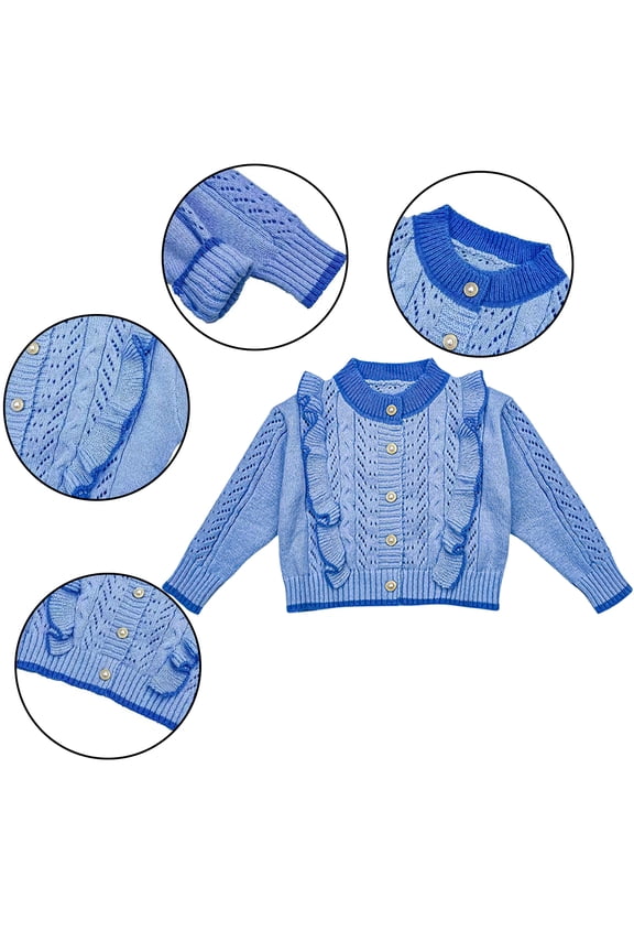 3-12Y Girls Sweet Cardigan Sweaters Toddler Princess Knitwear Kids Lacey Breathable Knitted Sweaters