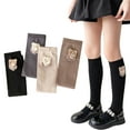 thumbnail image 1 of Godderr 3-13Y Girls Bear Socks 2 Pairs Fall Knee-High Socks Autumn Kids Knee High Socks with Bear Pattern Toddler Spring over Calf Stockings Cute Thigh High Socks, 1 of 9