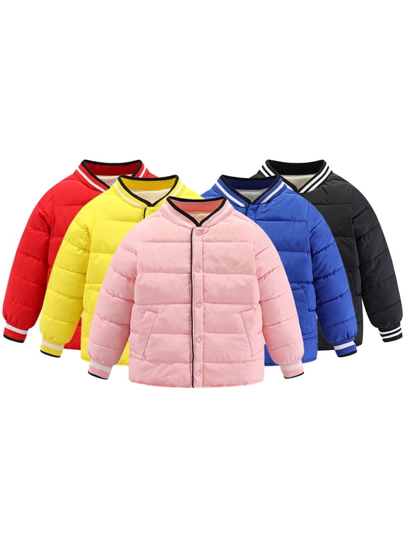 Toddler Kids Fleece Warm Cotton Jacket 3-14 Years Down Liner Winter Coats V-Neck Warm Cotton Coats School Style Warm Outerwear Suitable for Boys Girls