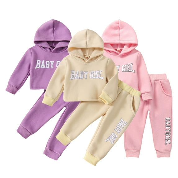 Godderr 3-24M Newborn Hooded Sweatshirt Set 2PCS Outfits for Girls Boys Tracksuit Sweatshirt Jogging Pants Set Autumn Winter Comfortable Long Sleeve Fashion Sweatshirt Set