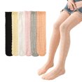 thumbnail image 1 of Godderr 3 Pairs Kids Toddler Knee-High Socks for Girls Cotton Thigh High Socks Solid Color Mesh Socks Summer School Uniform Leggings, 1 of 7