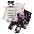 thumbnail image 1 of Godderr 3PCS Newborn Girls Lace Tops Romper+ Flower Pants+ Headband Outfits Autumn Long Sleeve Set for 0-18M, 1 of 5