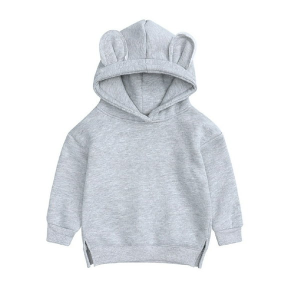 Godderr 4-12Y Kids Toddler Baby Pullover Hoodie Sweatshirt for Boys Girls Fleece Bear Ears Jackets Newborn Solid Color Autumn Style Sweatsuit