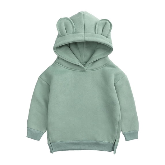Godderr 4-12Y Kids Toddler Baby Pullover Hoodie Sweatshirt for Boys Girls Fleece Bear Ears Jackets Newborn Solid Color Autumn Style Sweatsuit
