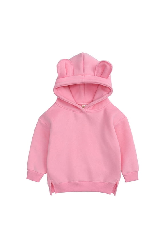 4-12Y Kids Toddler Baby Pullover Hoodie Sweatshirt for Boys Girls Fleece Bear Ears Jackets Newborn Solid Color Autumn Style Sweatsuit