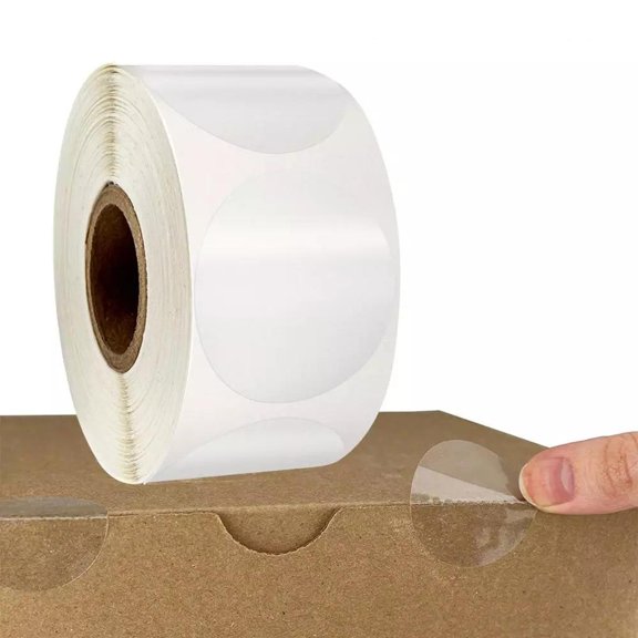 Godderr 4 Rolls (500 Stickers/Roll) Roll Clear Stickers, Package Seals Envelope Seals Stickers for Mailing Round Circle