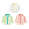 thumbnail image 1 of Godderr 4M-8Y Girls Air-Conditioning Shirt Cardigan Jacket for Baby Toddler Kids,Hollow out Cotton Knit Top,Long Sleeve Shirt Tops,Crew Neck Buttons Undershirts, 1 of 7