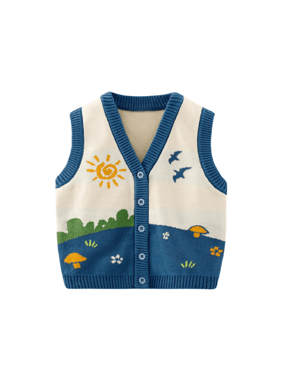 4M-9Y Girls Boys Sleeveless Sweater Jackets Coats Fall Spring Knitted Vest V-Neck Knit Sweater for Newborn Baby Toddler