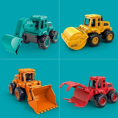 Godderr 4PCS Mini Truck Toy Kit Set,Construction Engineering Vehicle Kids Cast Digger Trucks