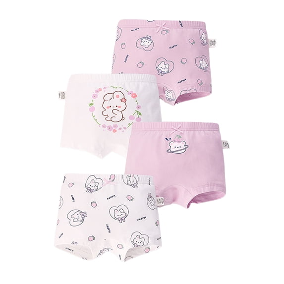 Godderr 4PCS Toddler Kids Girls Cotton Boxer Briefs 2-12 Years Baby Breathable Comfort Underwears Brief Soft Cartoon Briefs Shorts