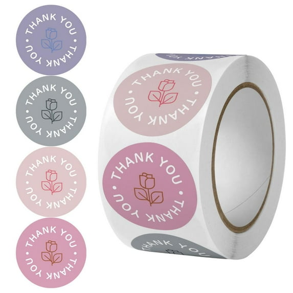 Godderr (500 Stickers/Roll) Rose Stickers Thank You Stickers Rose Packaging Box Sealing Sticker Greenery Labels Stickers