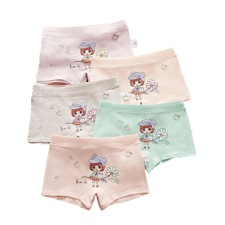 Godderr 5PCS Kids Baby Girls Boxer Underwear Toddler Colorful Cotton Briefs  Panties Comfortable Soft Student Shorts for 2-12 Years Old