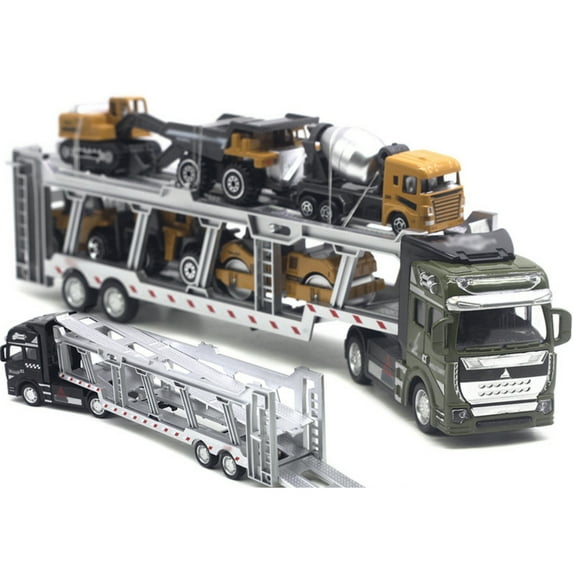 Godderr 7PCS Kids Toddler Toys Car Die-Casting Construction Toys Car Transporter Playsets Children's Toys Truck Alloy Metal Car Playsets for Boys and Girls 3-9 Years Old
