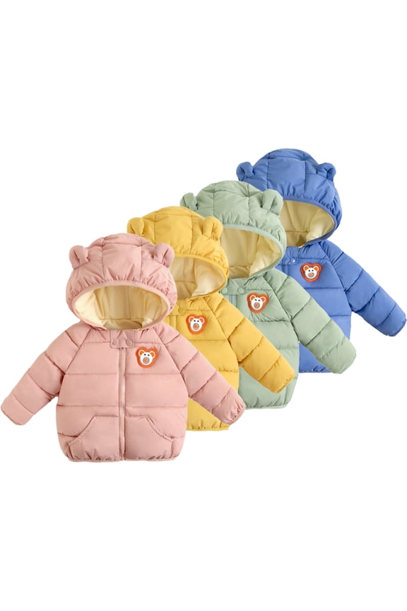 9M-4Y Newborn Baby Puffer Down Jacket for Toddler Boys Girls Winter Coats Ears Down Coat Hooded Cotton Outwear Padded Warm Coat