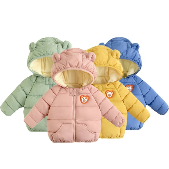 Godderr 9M-4Y Newborn Baby Puffer Down Jacket for Toddler Boys Girls Winter Coats Ears Down Coat Hooded Cotton Outwear Padded Warm Coat