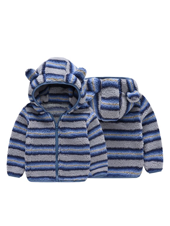 9M-5Y Girls Boys Hooded Fleece Outwears Coats Newborn Warm Outwears Toddler Kids Fall Winter Jackets Bear Ears Soft Cotton Snowsuit with Zipper