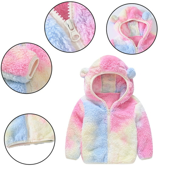 Godderr 9M-5Y Girls Boys Hooded Fleece Outwears Coats Newborn Warm Outwears Toddler Kids Fall Winter Jackets Bear Ears Soft Cotton Snowsuit with Zipper
